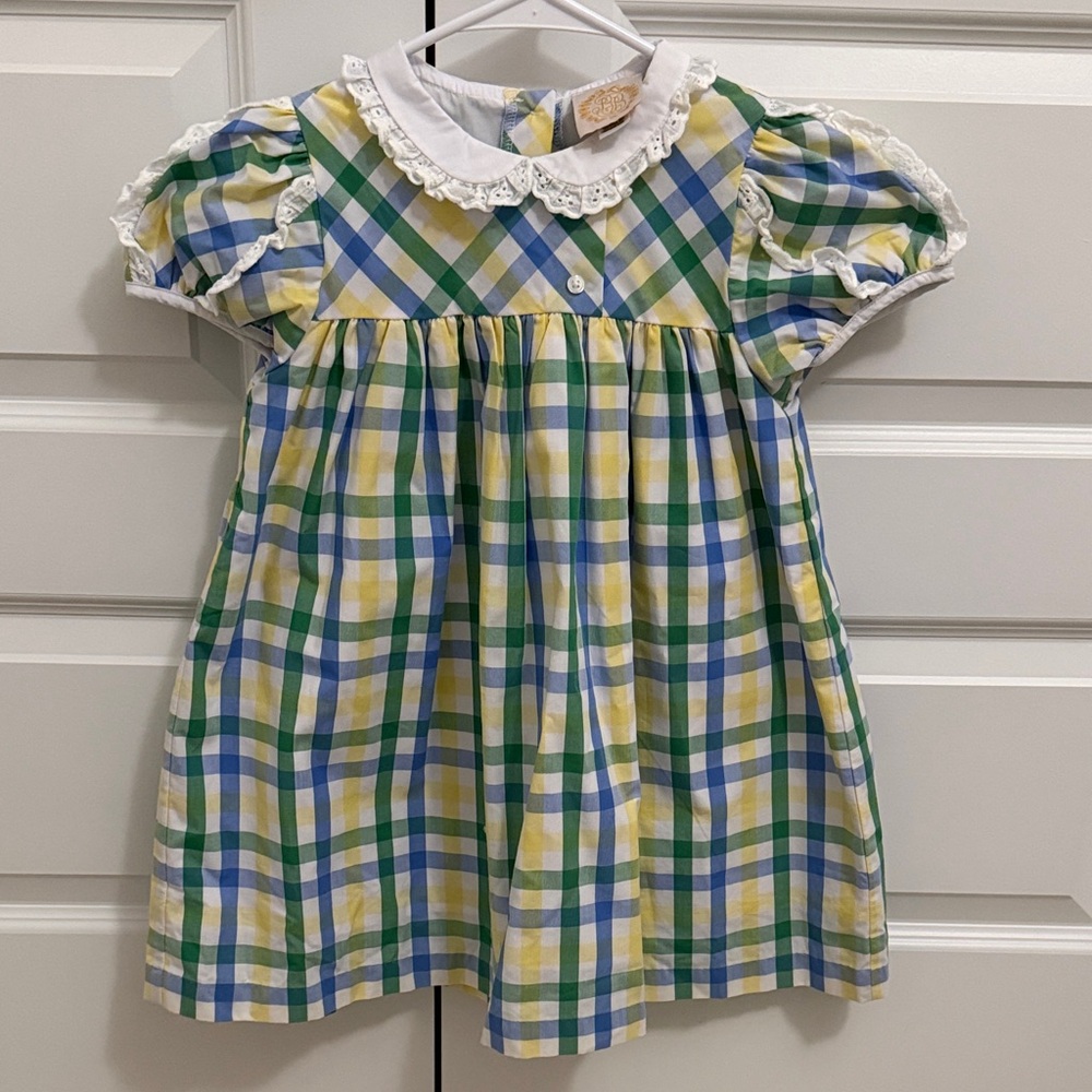 The Beaufort Bonnet Company Blue and Yellow Checkered Dress